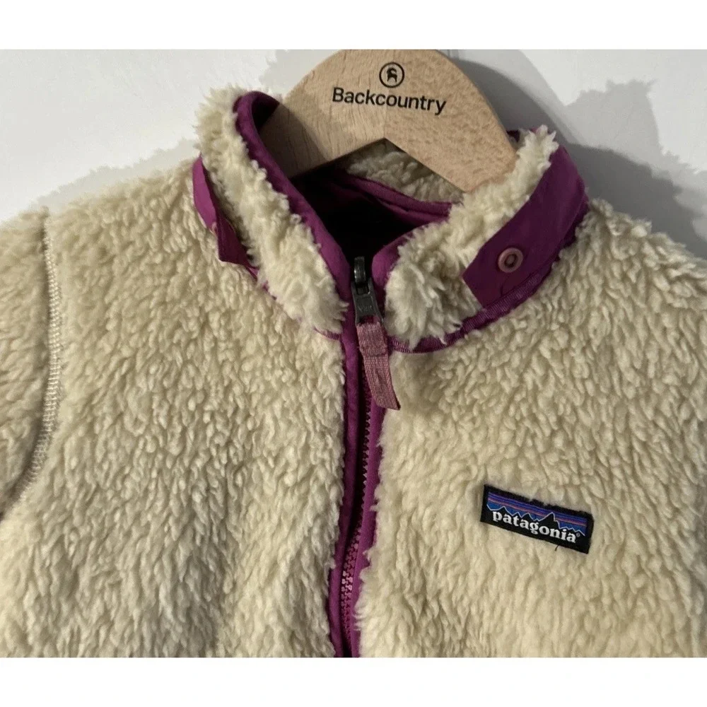 Girls Patagonia Reversible Tribbles  Full Zip Jacket Kids 61160 Sz 5 5T Sherpa